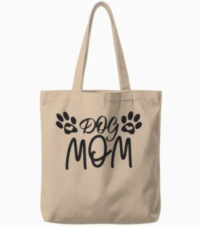 Dog Mom Dog Puppy Tote Bags - Natural