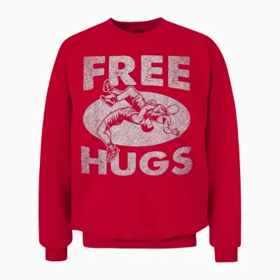 Wrestling - Funny Free Hugs Wrestling Unisex Sweatshirt - Red