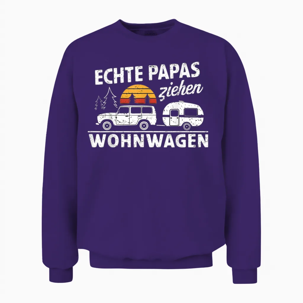 Wohnwagen Zubehör & Camping Geschenke Für Camper - Echte Papas Ziehen Wohnwagen - Camping T-Shirt Schwarz, Unisex, Klein, Kurzarm, Sommer Unisex Sweatshirt in Purple