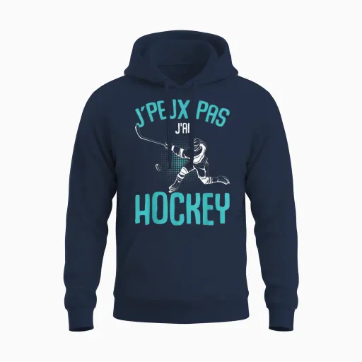 J'peux Pas J'ai Hockey Sur Ice Hockey Kids Men's T-Shirt, Black, S Unisex Hoodie - Navy