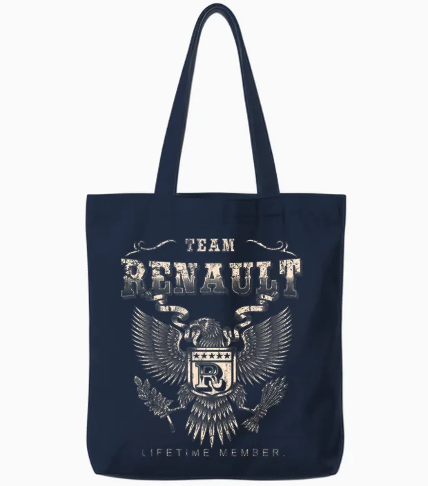 Renault Lifetime Team Member - Renault Name T-Shirt, Black Tote Bags in Navy