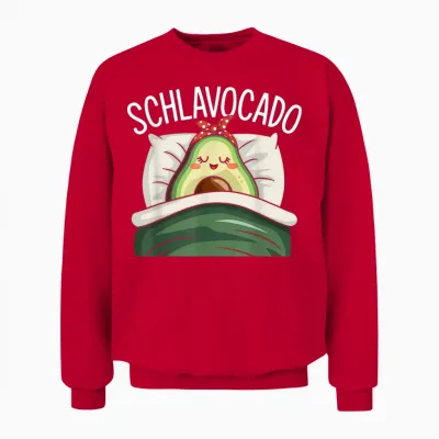 Schlavocado Pyjamas Avocado Sleep Shirt T-Shirt, Black Unisex Sweatshirt - Red