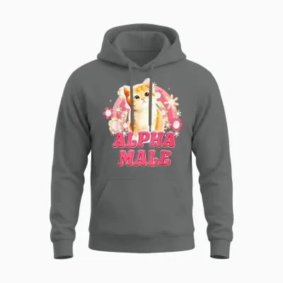 Alpha Male Cat Kitten Funny for Men Women Unisex Hoodie - Graphite Heather