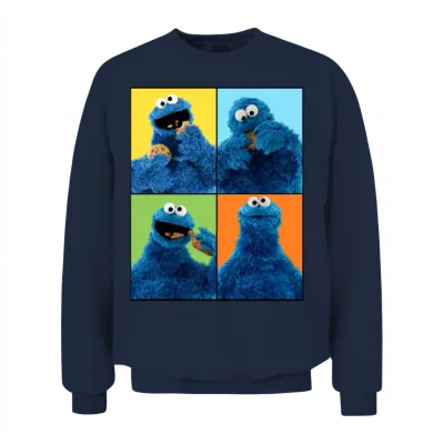 Sesame Street Four Poses of Cookie Monster Unisex Sweatshirt - Navy