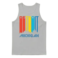 Retro Detroit Skyline Unisex Tank Top - Ash – 1