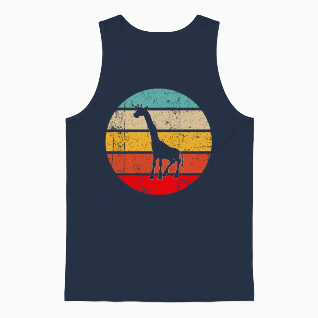 Giraffe Retro Unisex Tank Top in Navy