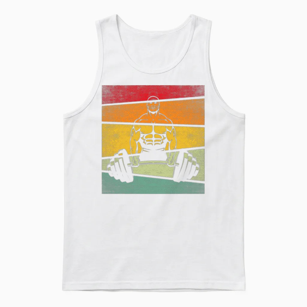 Body Building Retro Unisex Tank Top in White