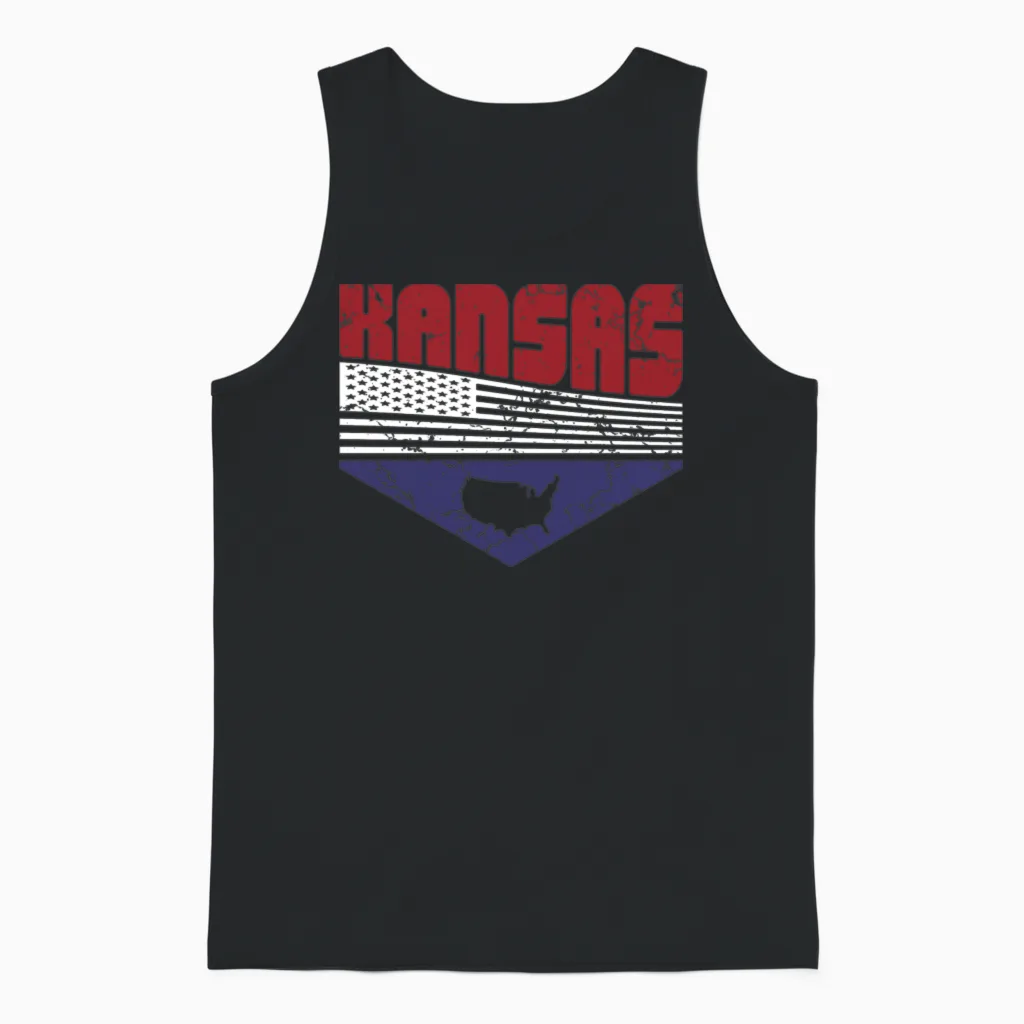 Retro Vintage Kansas Usa Unisex Tank Top in Black