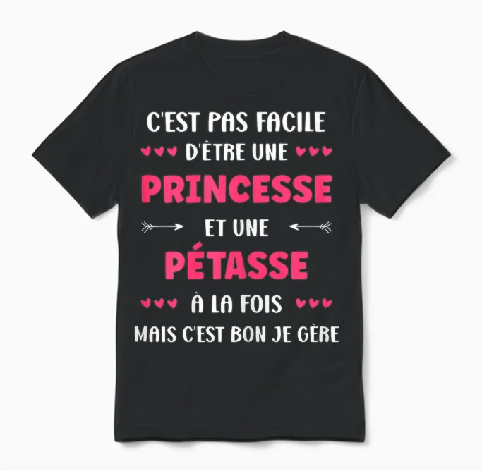Super Surnom Pétasse Mignonne Humour Fille Princesse Pétasse Unisex T-Shirt in Black