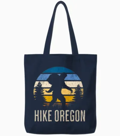 Vintage Bigfoot Hike Oregon Tote Bags - Navy