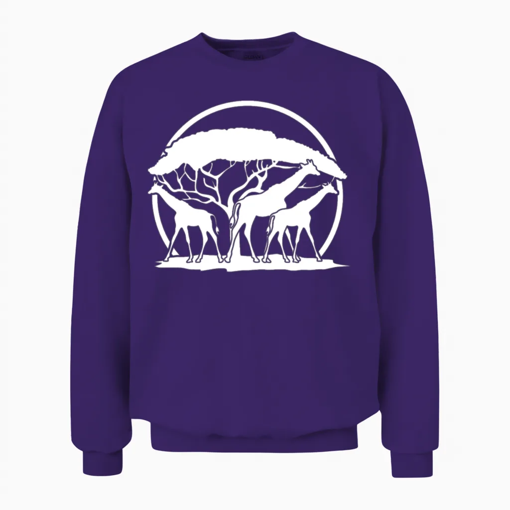 Giraffe Safari Giraffe Unisex Sweatshirt in Purple