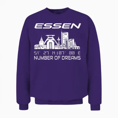 Gps Koordinaten Und Skylines Deutscher Traumstädte Unisex Erwachsene T-Shirt Schwarz Kurzarm S Stadt Essen Skyline Koordinaten Ruhrpott Ruhrgebiet Stadt Essen Unisex Sweatshirt - Purple