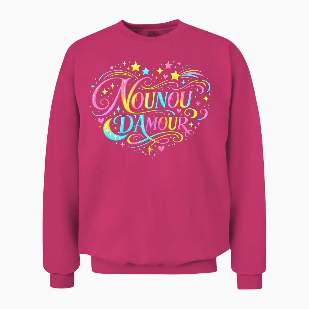 Cadeau Nounou D'amour Original Merci Nourrice Babysitter Unisex Sweatshirt in Heliconia