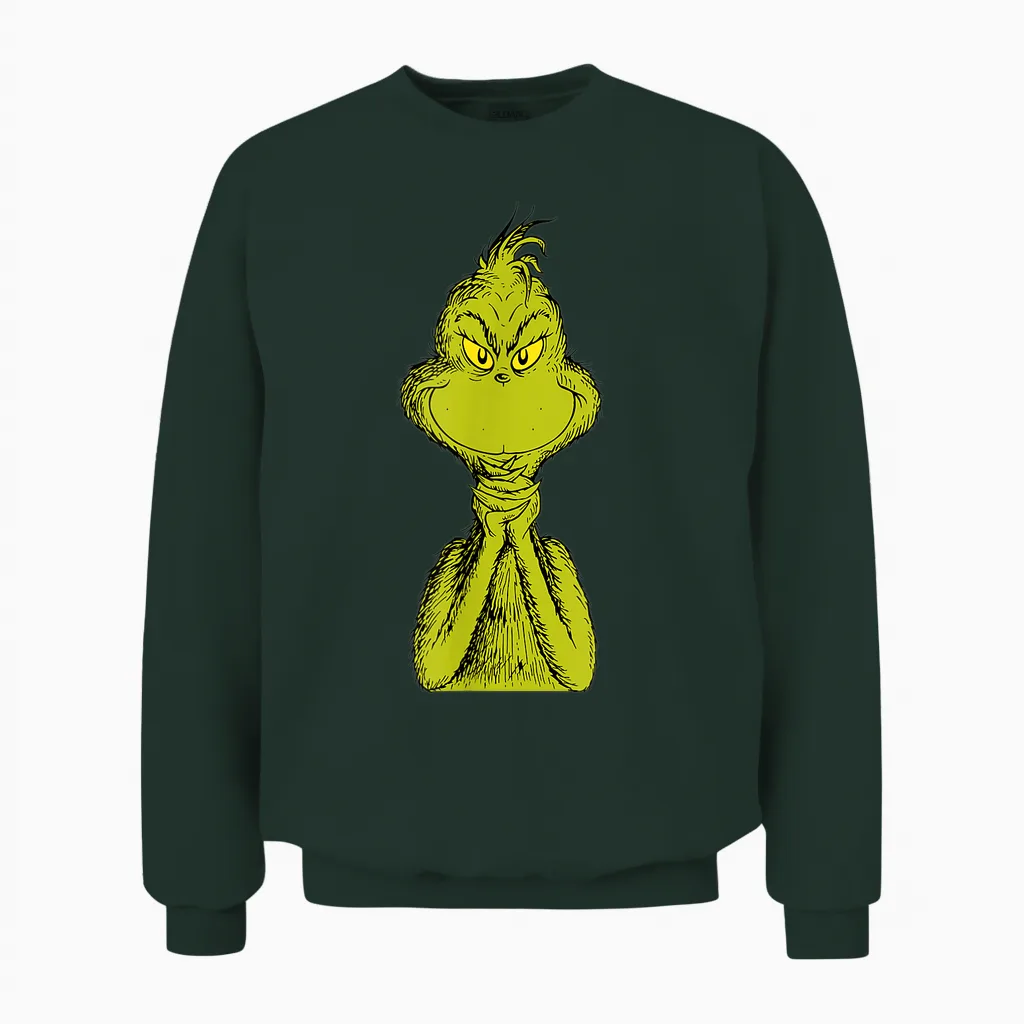 Dr. Seuss Classic Sly Grinch Unisex Sweatshirt in Forest