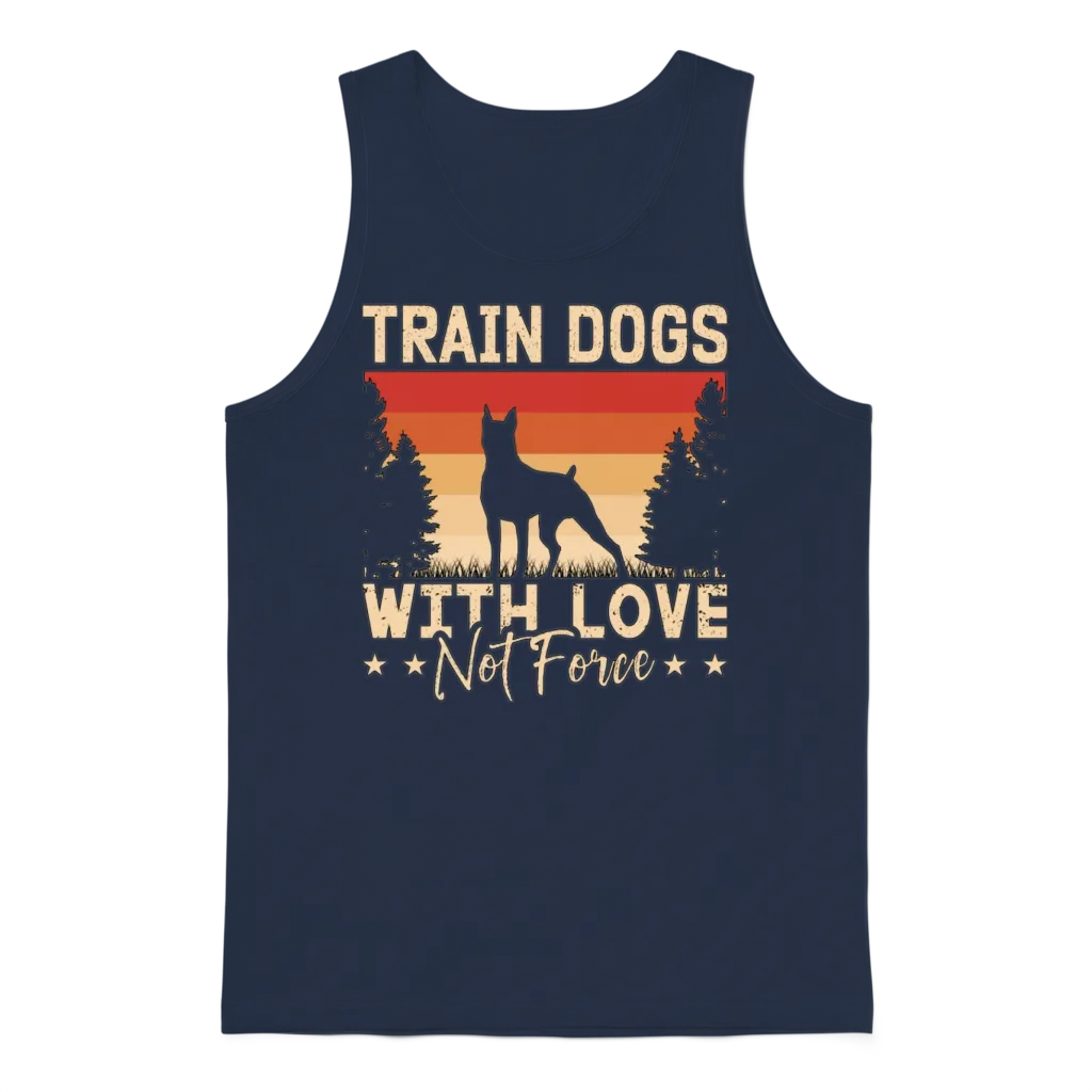 Service Dog Trainer Train Dogs with Love Dog Owner Unisex Tank Top - Navy