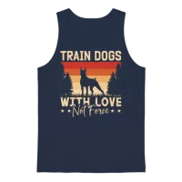 Service Dog Trainer Train Dogs with Love Dog Owner Unisex Tank Top - Navy – 1
