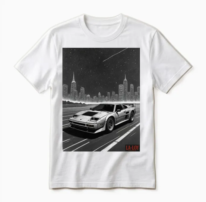 Retro Synthwave Racer Unisex T-Shirt in White