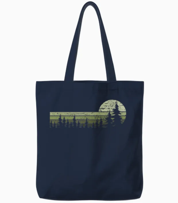 Wald Bäume Natur Wandern Naturliebhaber Vintage Classic Nature Wilderness T-Shirt Black Small Eu Small M 16.5 Crew Neck Short Sleeve Women's Nature Friends Hikers Tote Bags in Navy
