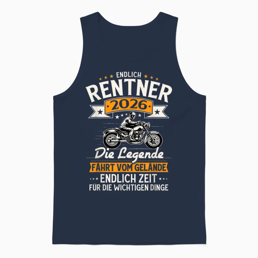 Rentner 2026 Geschenk Mann Biker Rente Ruhestand Lustig Unisex Tank Top in Navy