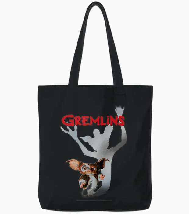 Gremlins Gizmo Shadow T-Shirt, White Tote Bags in Black