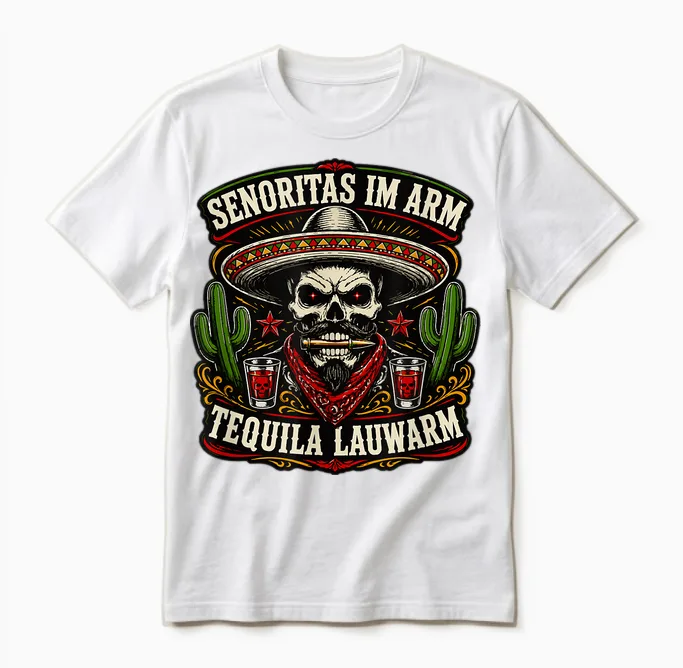 Senoritas Im Arm Tequila Lauwarm - Böhser Onkel - La Familia Unisex T-Shirt in White