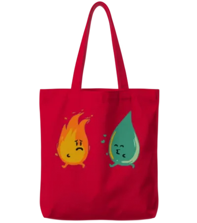 Impossible Love Fire and Water Kiss Funny Tote Bags - Red
