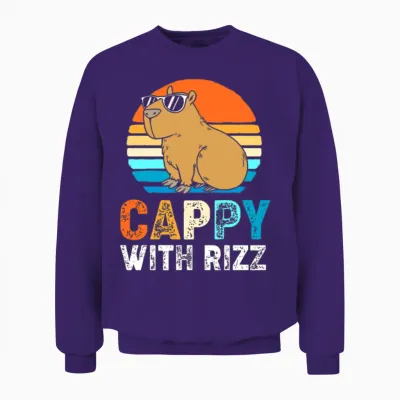 Capybara Rodent Wearing Sunglasses Unisex Sweatshirt - Purple