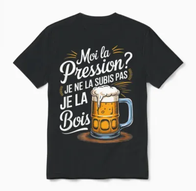 Moi La Pressure? Je Ne Suis Pas Je La Bois Humour Beer T-Shirt, Black, S Unisex T-Shirt - Black