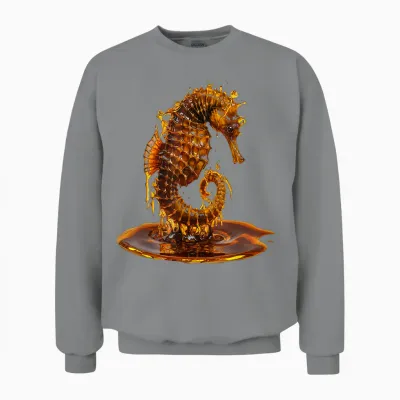 Seahorse Men Women Aesthetic Gold Honey Seahorse Unisex Sweatshirt - Sport Grey