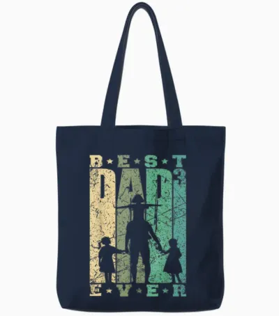 Papa Von Drei Mädchen Vatertag Retro Vater Mit 3 Töchtern Tote Bags - Navy