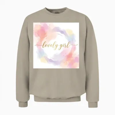 Lovely Girl White Background Unisex Sweatshirt - Sand