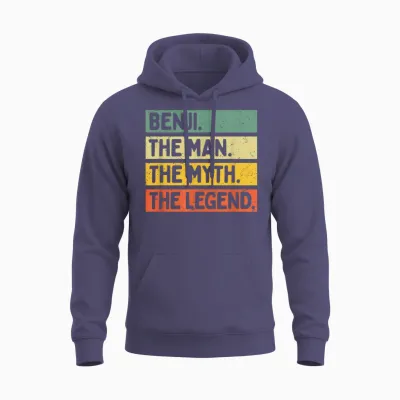 Benji the Man the Myth the Legend Citation Personnalisée Amusante Unisex Hoodie - Heather Sport Dark Navy