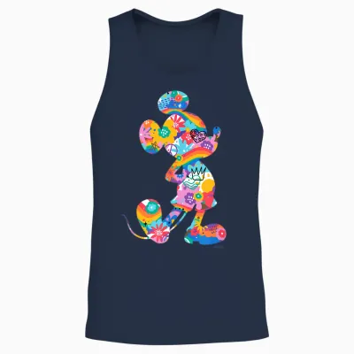 Disney Mickey Mouse Pride Pose Rainbow Icon Fill Doodles Unisex Tank Top - Navy