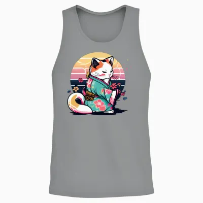 Cat Kimono Unisex Tank Top - Sport Grey