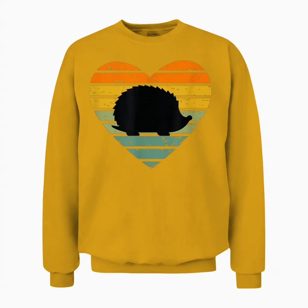 Ich Liebe Igel Retro Herz Tierfreund Igelfan Kinder Igel Unisex Sweatshirt in Gold