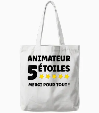 School Extracurricular Animator 5 Stars Merci Animateur Tote Bags - White