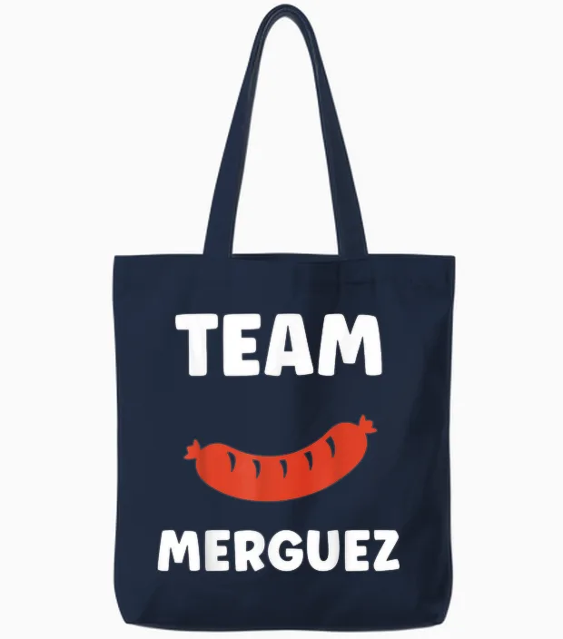 Humour Saucisse Barbecue Team Merguez Tote Bags in Navy