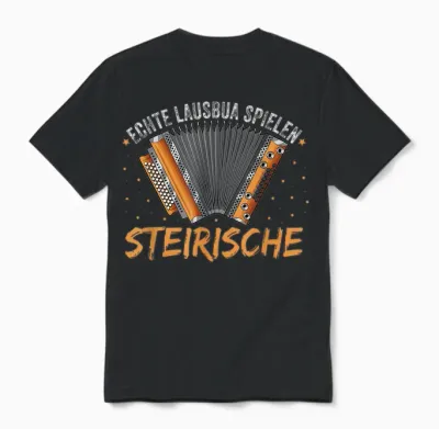 Real Lausbua Spiel Styrian Harmonica T-Shirt, Black Unisex T-Shirt - Black