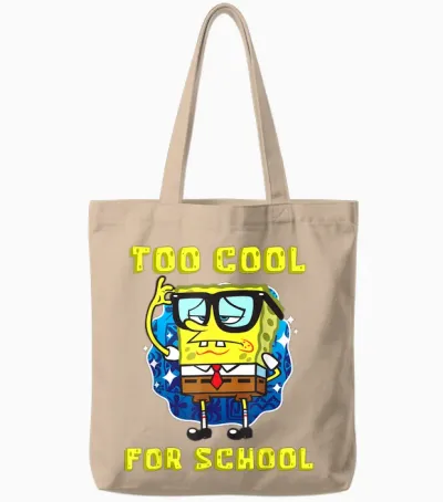 Mademark X Spongebob Squarepants - Spongebob Too Cool for School Wearing Glasses for Boys Girls Tote Bags - Natural