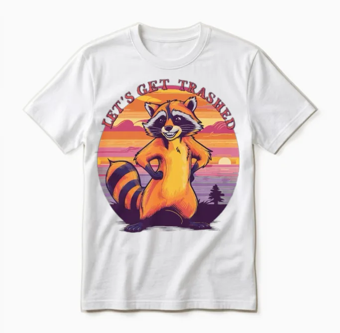 Funny Raccoon Retro Vintage Unisex T-Shirt - White