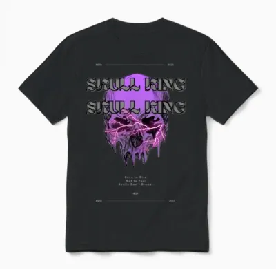 Electric Skull Lightning Design Unisex T-Shirt - Black
