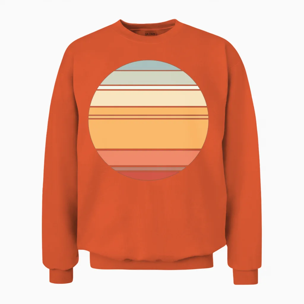 Retro Sunset Background Circle Unisex Sweatshirt - Orange