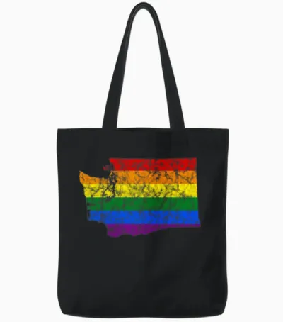 Washington State Lgbt Rainbow Tote Bags - Black