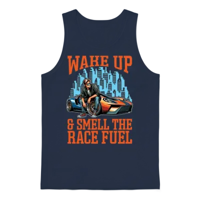Car Racing Wake Up & Smell Race Track Car Lover Unisex Tank Top - Navy