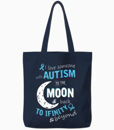 Autism - I Love Someone with Autism to the Moon Tote Bags - Navy