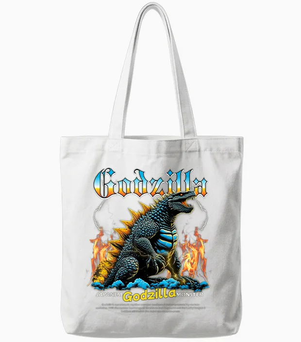 Godzilla Japanese Monster Tote Bags in White