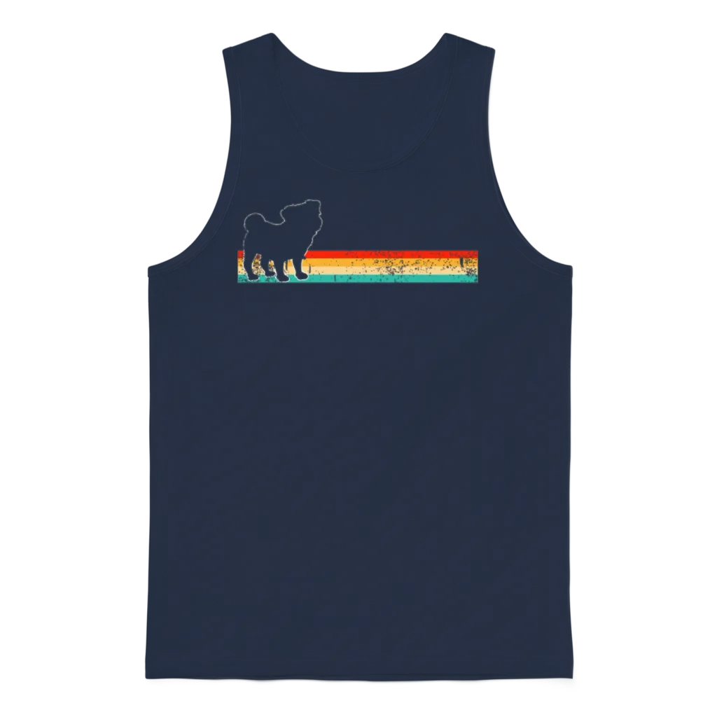 Pug Retro Unisex Tank Top - Navy