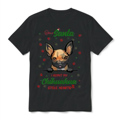 Chihuahua Dog Christmas Dog Breed Unisex T-Shirt - Black