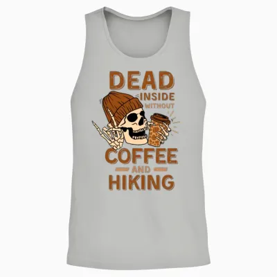 Coffee Hiking Skeleton Unisex Tank Top - Ash