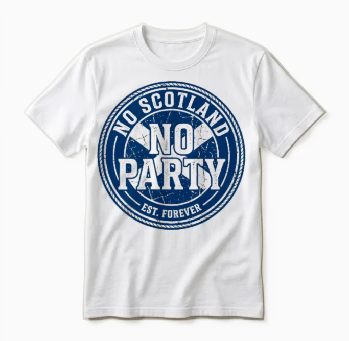 No Scotland No Party Football Proud Scottish Fan Pub Unisex T-Shirt in White